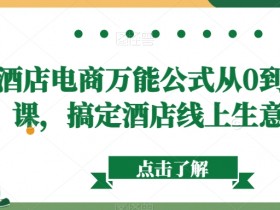 酒店电商万能公式：0基础视频课轻松搞定酒店线上生意难题-54创业网