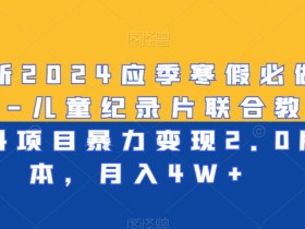 2024寒假儿童纪录片变现项目：教辅资料月入4W+暴力玩法揭秘-54创业网