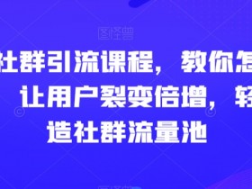 社群引流课程：3步玩转社群裂变，轻松倍增用户打造流量池-54创业网