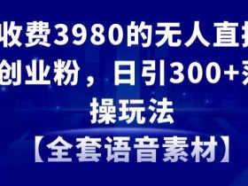 外面收费3980的无人直播创业粉精准引流：日引300+实操玩法全套揭秘-54创业网