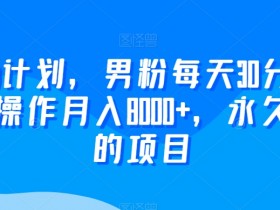2024yw计划：每天30分钟无脑操作，男粉月入8000+永久项目揭秘-54创业网