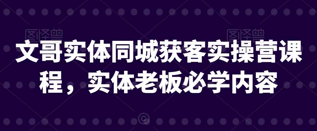 文哥实体同城获客实操营课程,实体老板必学内容