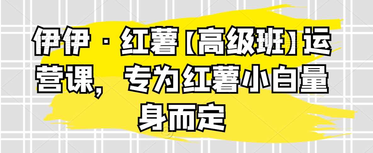 伊伊红薯【高级班】运营课,专为红薯小白量身而定