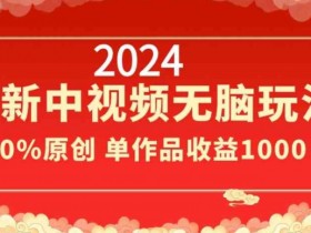 2024最新中视频无脑玩法，作品制作简单，100%原创，单作品收益1000＋【揭秘】-54创业网