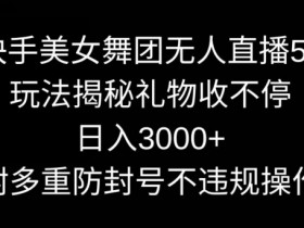 快手美女舞团直播5.0：日赚3000+防封秘籍，无人直播收礼物攻略大公开-54创业网