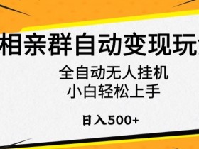 相亲群自动变现玩法，全自动无人自动运行，小白轻松上手，日入500+【揭秘】-54创业网