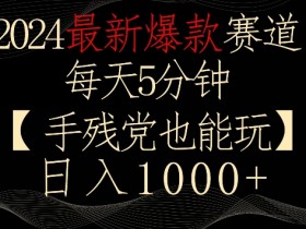 2024最新爆款赛道，每天5分钟，手残党也能玩，轻松日入1000+【揭秘】-54创业网
