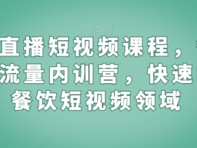 餐饮短视频课程：餐饮老板必学的直播引流技巧，快速提升客流量-54创业网