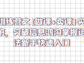 卖课训练营之【做课+卖课】实操与运营班，突破信息鸿沟掌握运营方法新手快速入门-54创业网