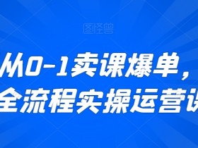 新手卖课爆单秘籍：0-1直播全流程实操运营课，快速出单技巧-54创业网