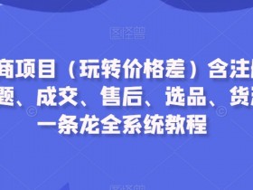 闲鱼电商赚钱教程：0基础玩转价格差，注册养号选品货源到成交售后全流程教学-54创业网
