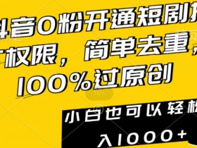 抖音短剧推广权限0粉开通：简单去重100%原创，新手日赚1000+实操教程-54创业网