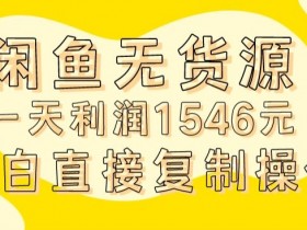 闲鱼无货源玩法实操：0成本日赚1546元，全套流程揭秘-54创业网