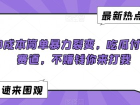 0成本简单暴力裂变，吃瓜付费赛道，不赚钱你来打我【揭秘】-54创业网