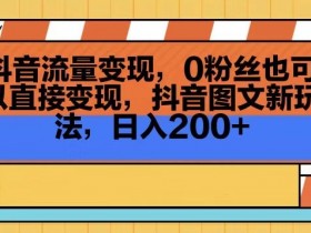 0粉丝抖音流量变现：图文新玩法日入200+【揭秘】-54创业网