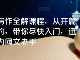网文写作全解：从开篇到签约速成班，新手快速入门变老手-54创业网