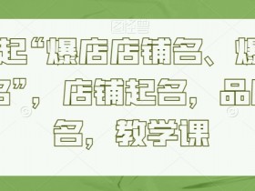 教你起“爆店店铺名、爆品品牌名”，店铺起名，品牌起名，教学课-54创业网