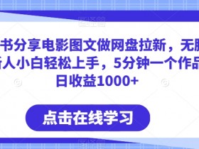 小红书电影搬运赚钱：5分钟1个作品日赚1000+，网盘拉新小白速看-54创业网