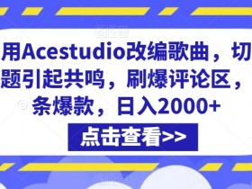 Acestudio改编歌曲日入2000+：3步打造爆款神曲引爆评论区-54创业网