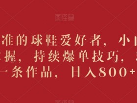 球鞋爱好者必看：5分钟一条作品日入800+，小白也能轻松掌握的爆单技巧-54创业网