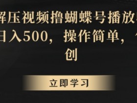 解压视频撸蝴蝶号播放收益：日入500+，原创包过，操作超简单！-54创业网
