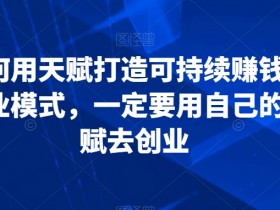 天赋创业：如何用天赋打造可持续赚钱的商业模式-54创业网
