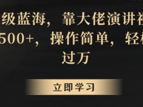 大佬演讲视频赚钱：超级蓝海项目日入500+，轻松月入过万实操揭秘-54创业网
