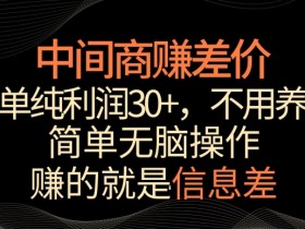 中间商赚差价：30+纯利润一单，无脑操作日入1000+，信息差赚钱秘籍-54创业网