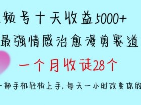 视频号情感治愈漫剪：10天赚5000+，手机轻松上手，28天收徒28人，多平台捞金秘籍-54创业网