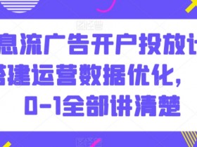 信息流广告开户投放：0-1搭建计划与数据优化全攻略-54创业网