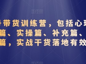视频号带货训练营：5大实战干货（心理+准备+实操+补充+答疑）落地有效-54创业网