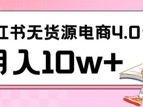 小红书无货源电商实战：0基础月入10w+抖音联动玩法大揭秘-54创业网