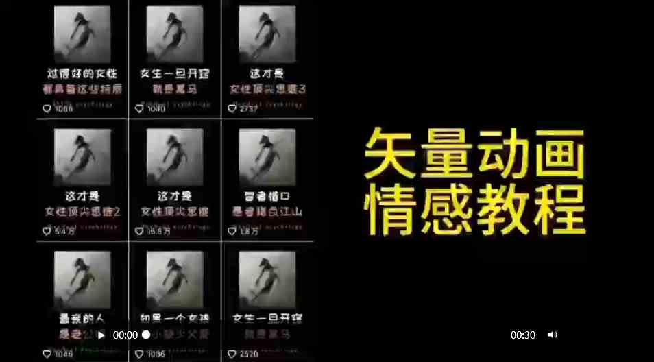 矢量动画情感教程：3步做出高点赞涨粉爆款，情感思维创业赛道必备-54创业网
