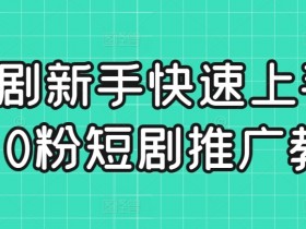 0粉短剧推广教程：新手快速上手课，3天变现秘籍-54创业网