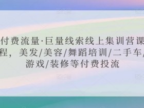 美发美容舞蹈培训二手车游戏装修付费投流：巨量线索线上集训营课程-54创业网