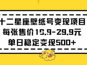 十二星座壁纸变现：日赚500+的19元暴利项目揭秘-54创业网