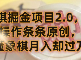 象棋掘金2.0：新手月入过万秘籍！无脑原创玩法大公开-54创业网