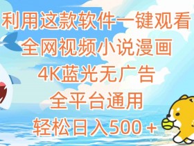 4K蓝光无广告！全网视频小说漫画一键观看，全平台通用轻松日入500＋-54创业网