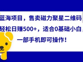 磁力聚星二维码赚钱项目：0基础手机操作，日赚500+小白教程-54创业网