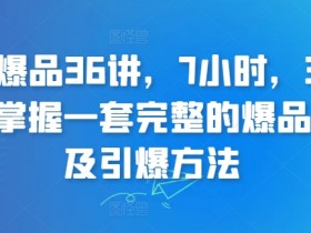 7小时36堂课：超级爆品打造全攻略，引爆销量必备方法-54创业网