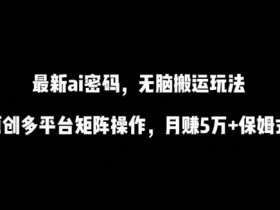 AI流量密码：傻瓜式搬运月赚5万+，原创多平台矩阵保姆教程-54创业网