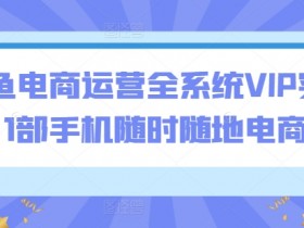 闲鱼电商运营VIP课：1部手机轻松卖货，新手也能月入过万-54创业网