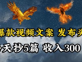 爆款视频文案搬运技巧：每天轻松赚三五张，简单易上手揭秘-54创业网