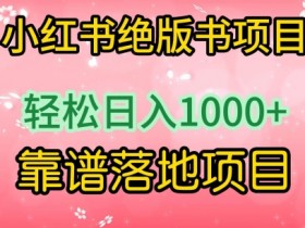 绝版书赚钱秘籍：小红书轻松日入1000+的靠谱项目实操分享-54创业网