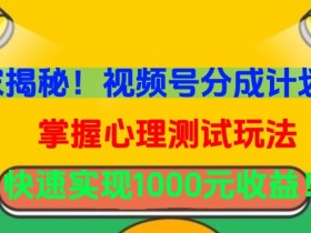 视频号分成计划怎么赚钱？心理测试玩法揭秘，轻松日入1000元！-54创业网
