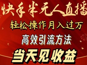 2024快手半无人直播赚钱秘籍：简单操作月入1W+，当天见效高效引流技巧大公开-54创业网