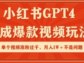 GPT4爆款视频玩法：小红书单条涨粉过千，轻松月入1W+揭秘-54创业网