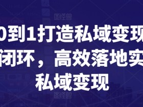 私域变现：从0到1打造高效商业闭环，快速落地赚钱-54创业网