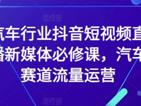 汽车赛道流量运营：汽车行业抖音短视频直播必修课-54创业网