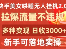 快手美女哄睡无人直播2.0：流量暴增日赚3000+，新手速学不违规变现攻略-54创业网